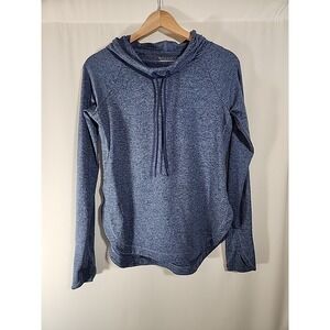 Athleta‎ Uptempo Hoodie Sweatshirt Blue Heather Space Dye Thumbhole Womens XXS